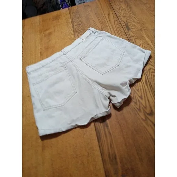 MNG Jeans Shorts 10 Womens CREME IVORY Preowned Summer Denim Bermuda Cuff - Picture 9 of 9